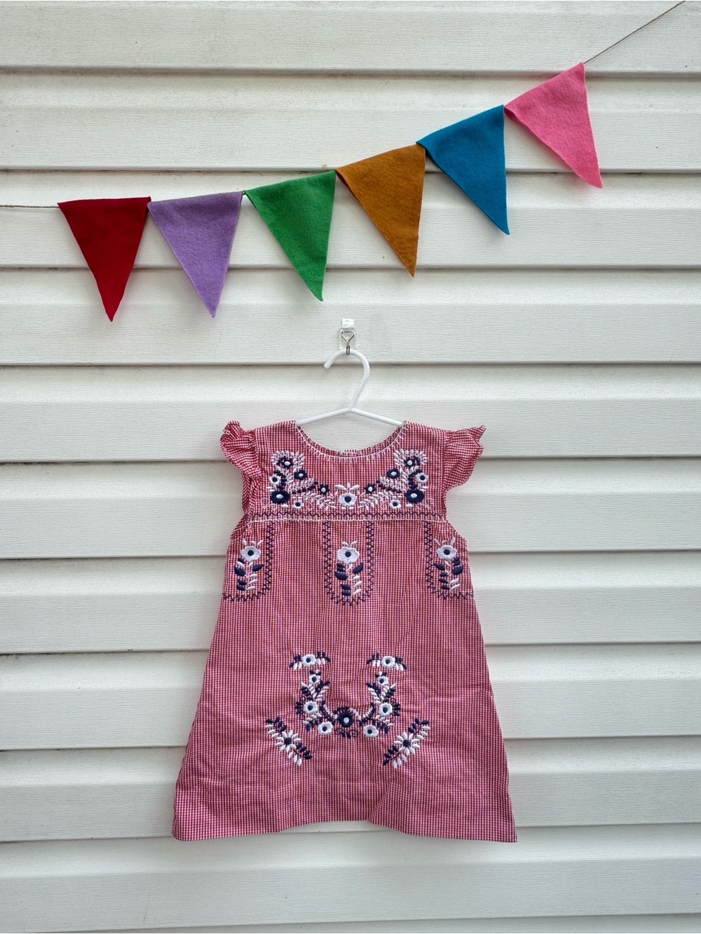 CO Pink Striped Embroidered Girls Dress